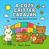 "A Cozy Critter Caravan" Cute Coloring Book for Adults and Teens By Kari Juna (44 Pages) Simple Exclusive